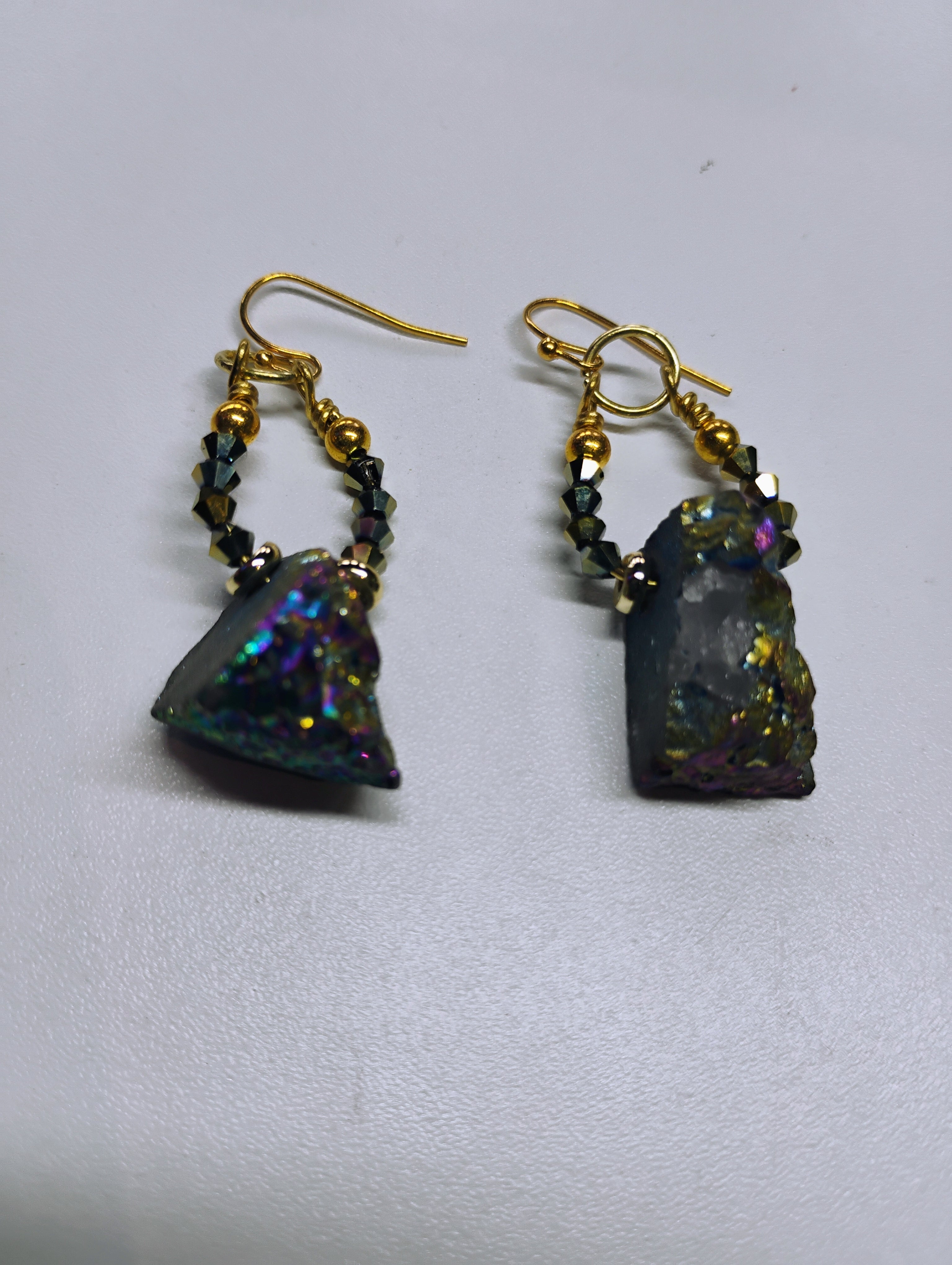 Rainbow Aura Quartz earrings